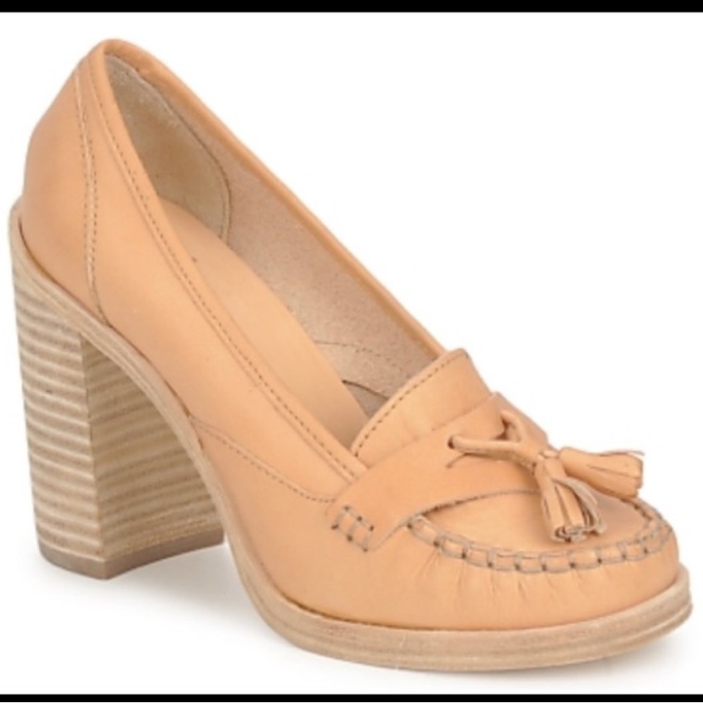 Swedish Hasbeens Tan Platform Loafers